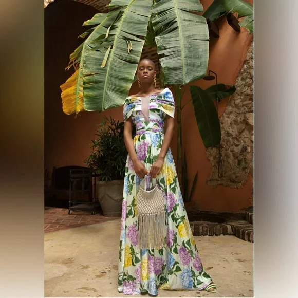 New Mar a Mar Ensencia Floral Hydrangea Satin Dress size Medium - Picture 1 of 15